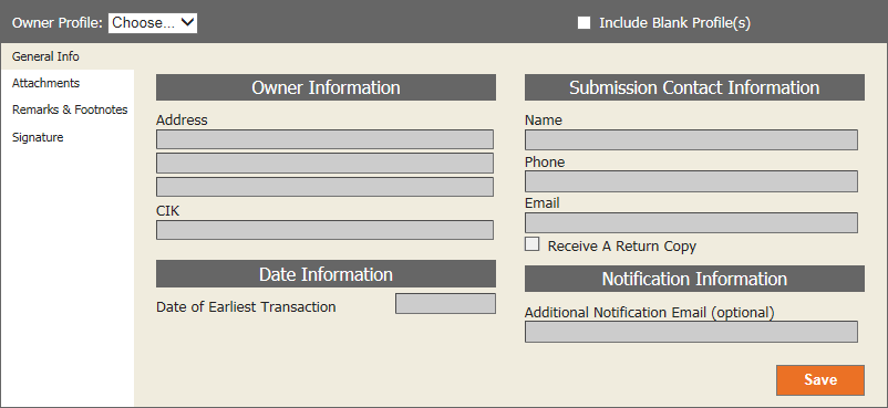 Owner Profile example