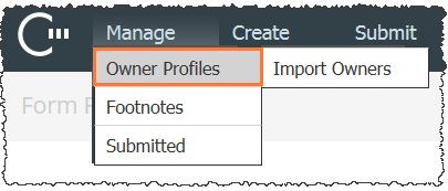 Manage > Owner Profiles menu