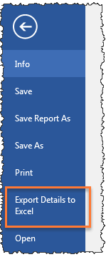 Export Details to Excel menu item