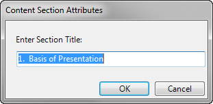 Content Section Attributes: Enter Section Title