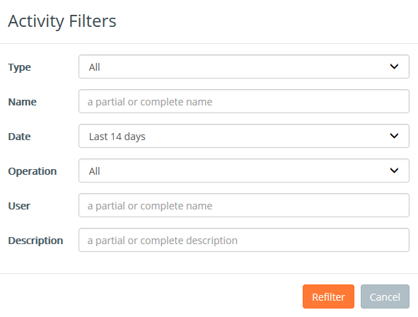 Activity Filters